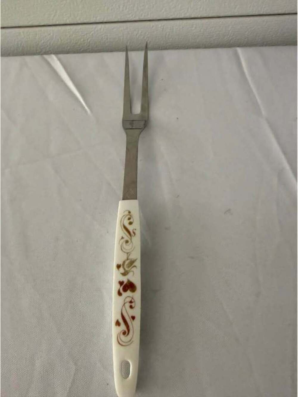 Vintage Meat Carving Fork with Decorative Handle